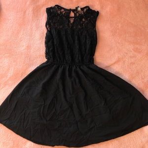 all black half lace dress